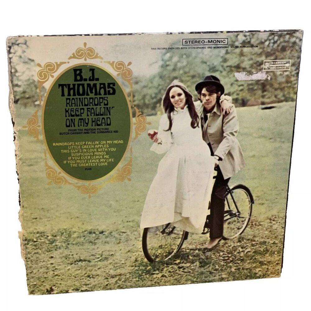 B.J. Thomas Raindrops Keep Fallin' On My Head (Vinyl, 1970) Scepter SPS 580 Good